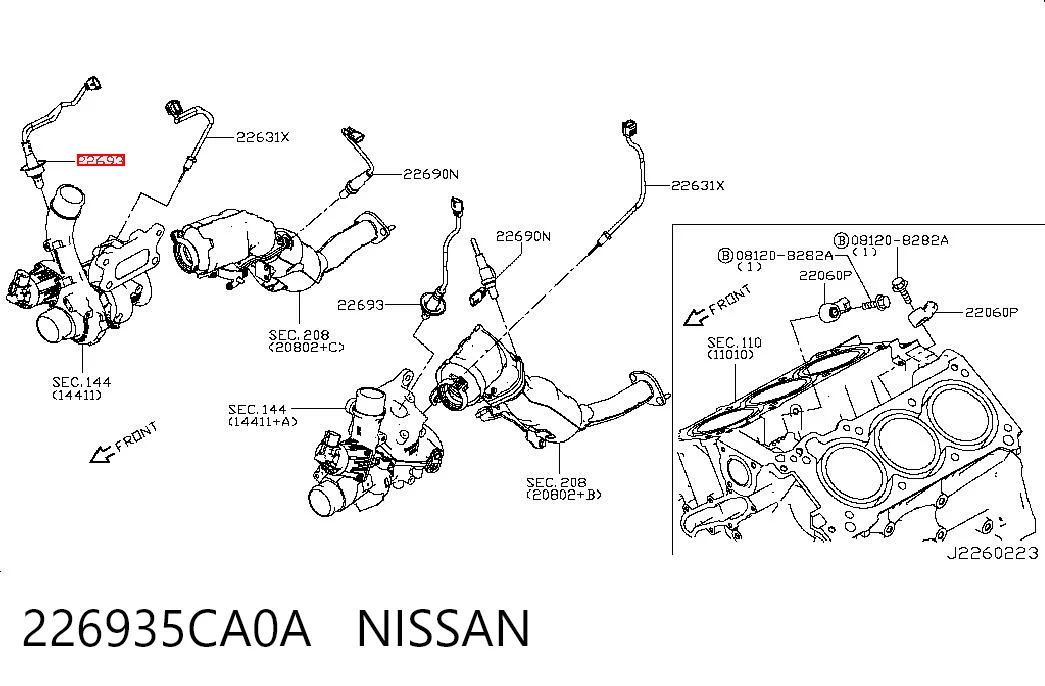 226935CA0A Nissan/Infiniti Датчик кислорода