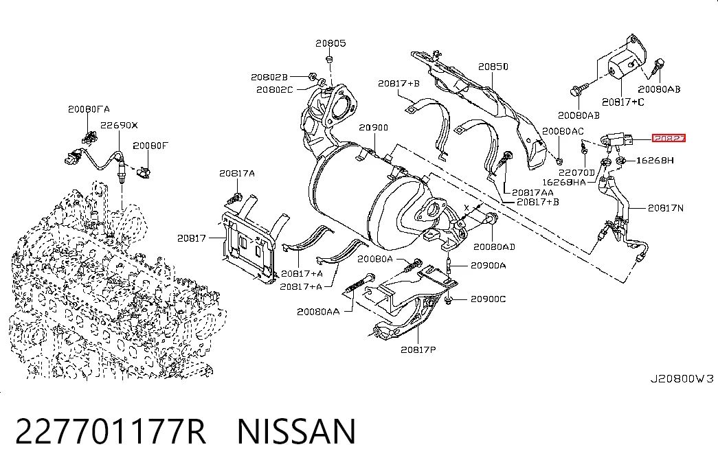 227701177R Nissan/Infiniti Датчик давления выхлопных газов