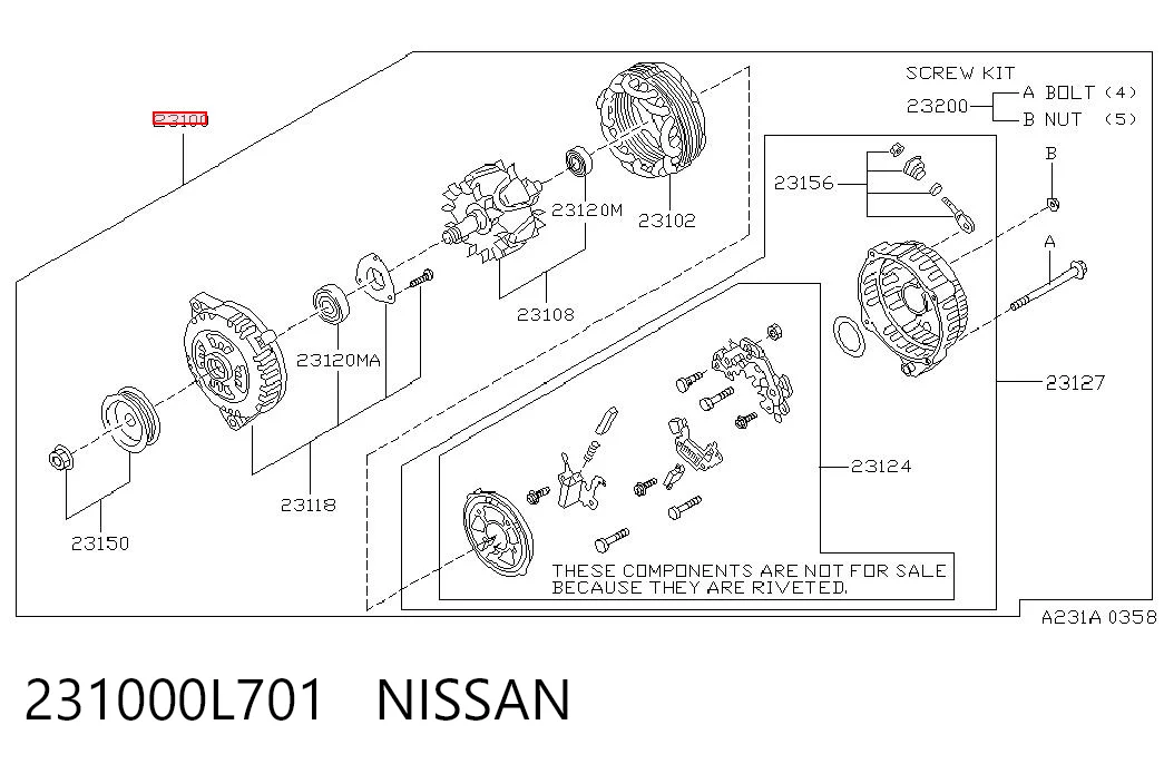 231000L701 Nissan/Infiniti Генератор автомобильный