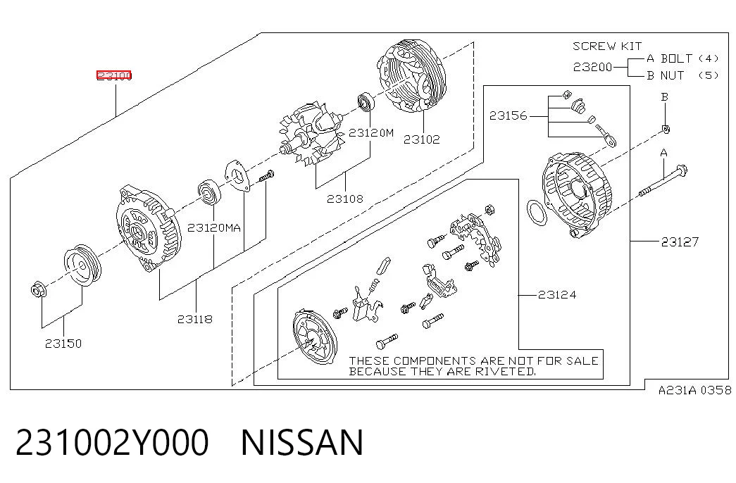 231002Y000 Nissan/Infiniti Генератор автомобильный