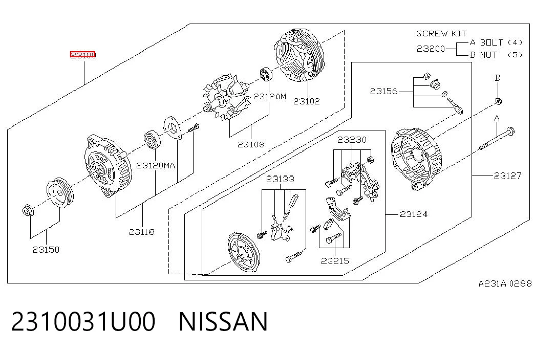 2310031U00 Nissan/Infiniti Генератор автомобильный