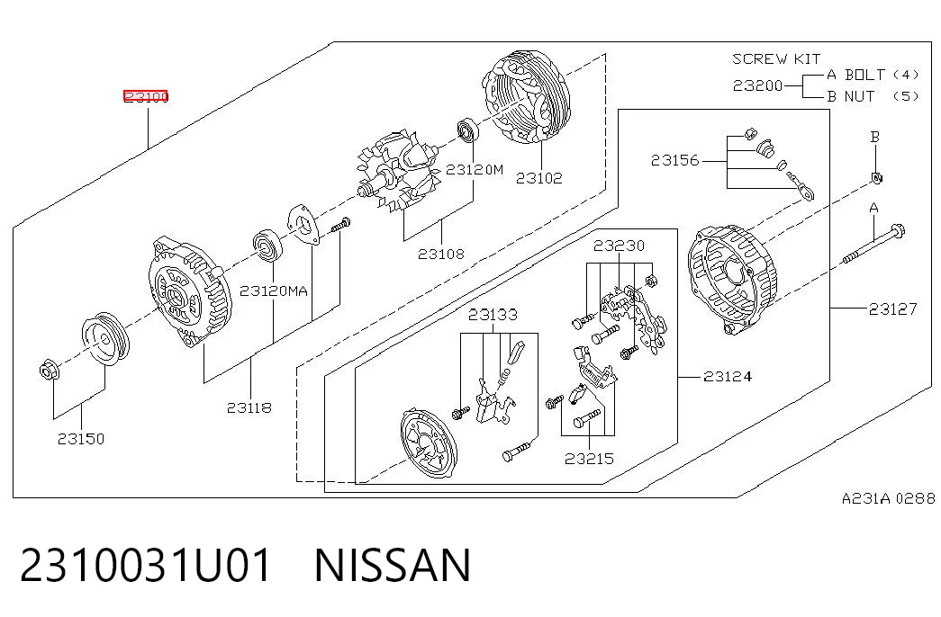 2310031U01 Nissan/Infiniti Генератор автомобильный