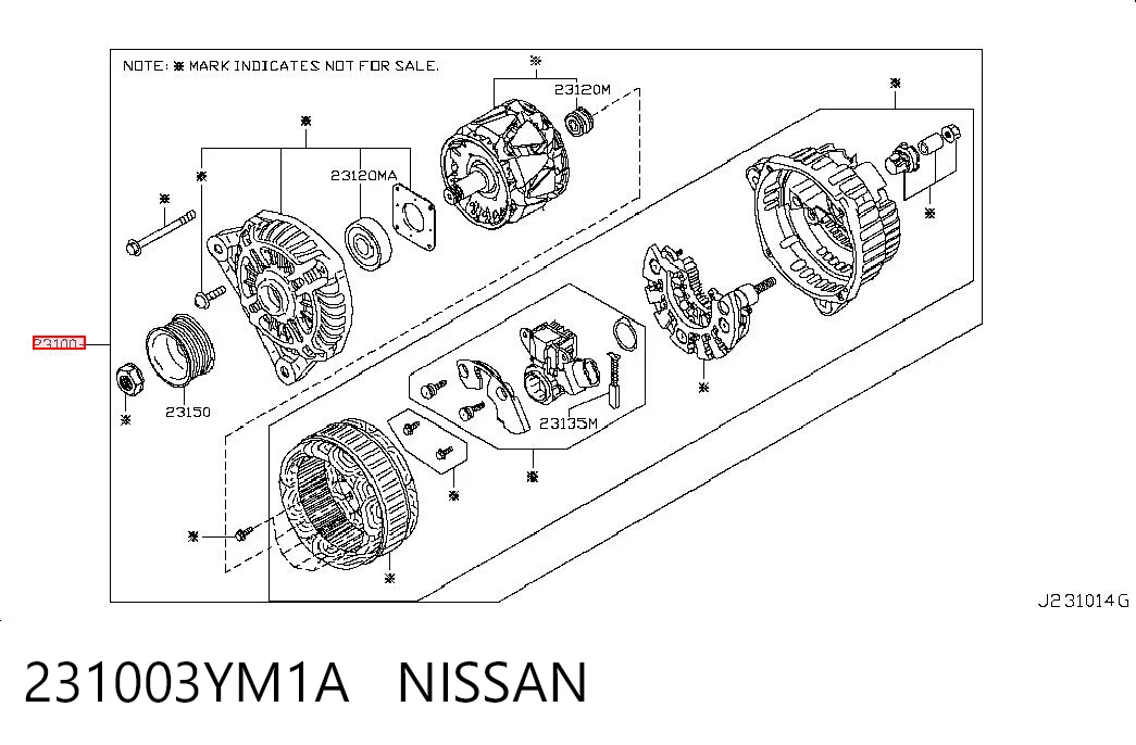 231003YM1A Nissan/Infiniti Генератор автомобильный
