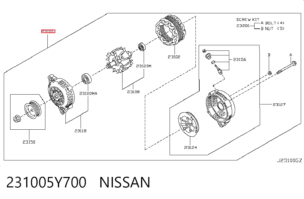 231005Y700 Nissan/Infiniti Генератор автомобильный