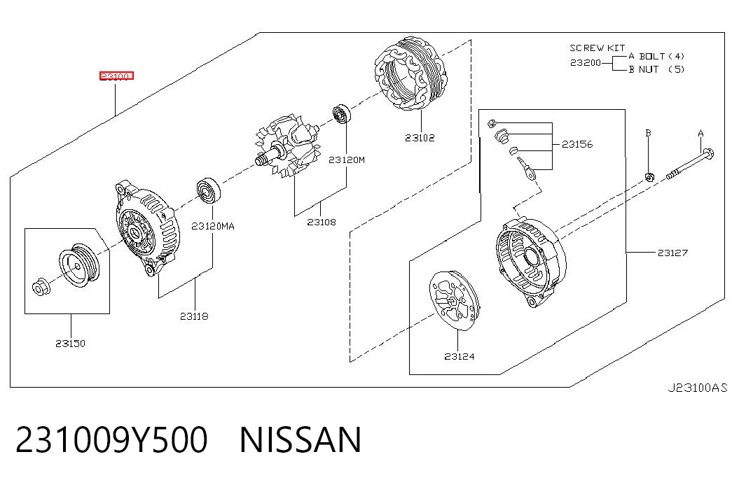 231009Y500 Nissan/Infiniti Генератор автомобильный