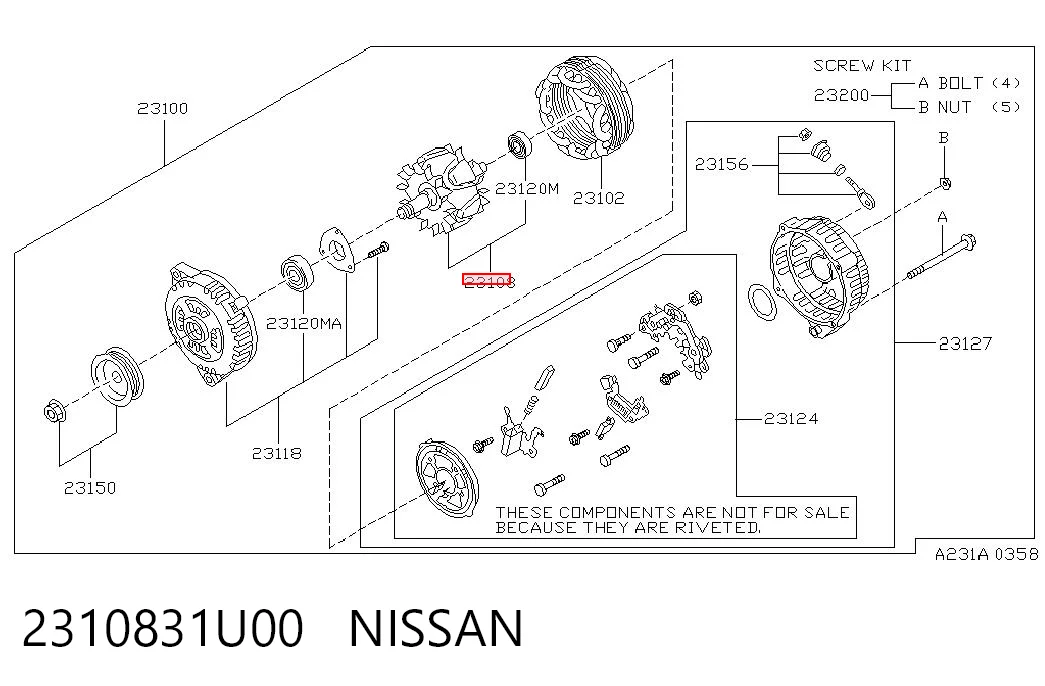 2310831U00 Nissan/Infiniti Якорь (ротор) генератора