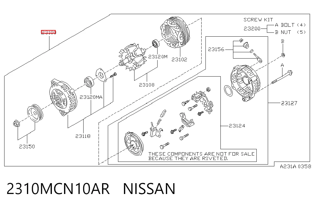 2310MCN10AR Nissan/Infiniti Генератор автомобильный