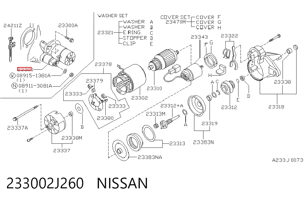 233002J260 Nissan/Infiniti Стартер автомобиля