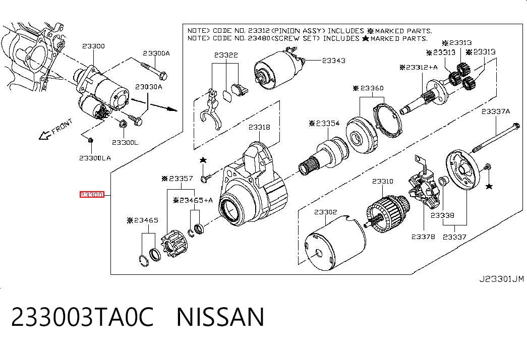 233003TA0C Nissan/Infiniti Стартер автомобиля
