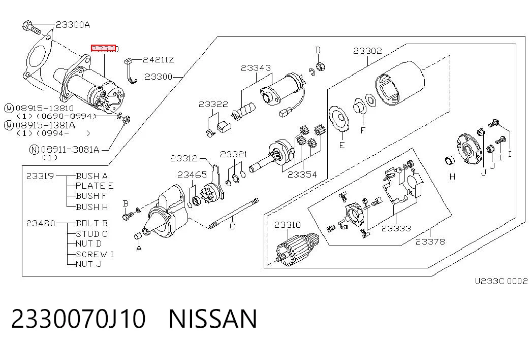 2330070J10 Nissan/Infiniti Стартер автомобиля