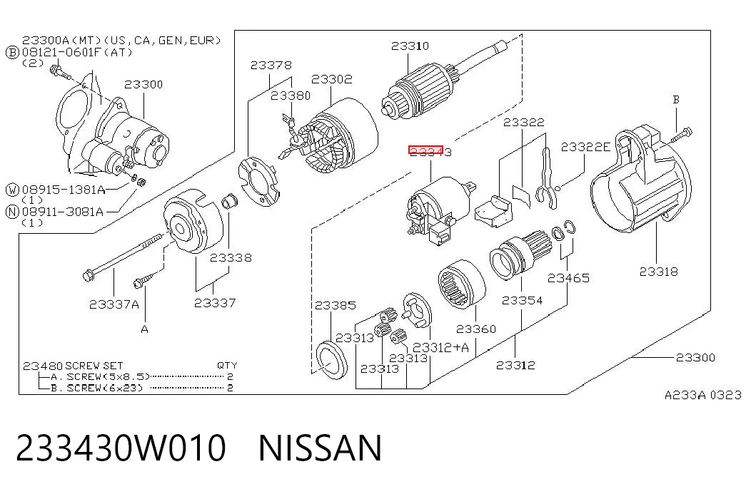 233430W010 Nissan/Infiniti Тяговое реле стартера