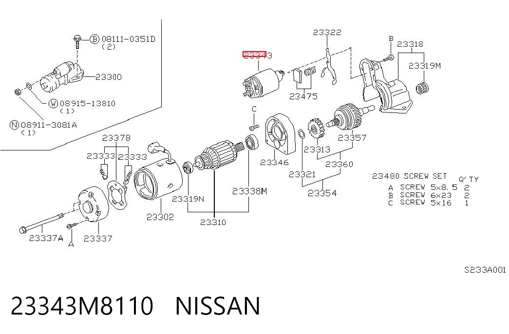 23343M8110 Nissan/Infiniti Тяговое реле стартера