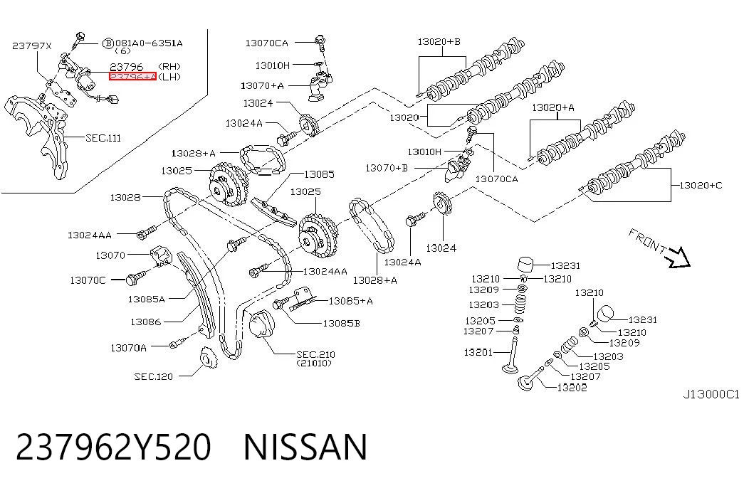 237962Y520 Nissan/Infiniti Клапан электромагнитный положения (фаз) распредвала, левый