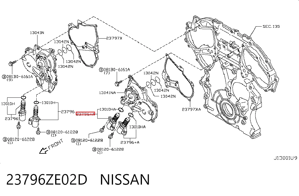 23796ZE02D Nissan/Infiniti Клапан электромагнитный положения (фаз) распредвала, левый