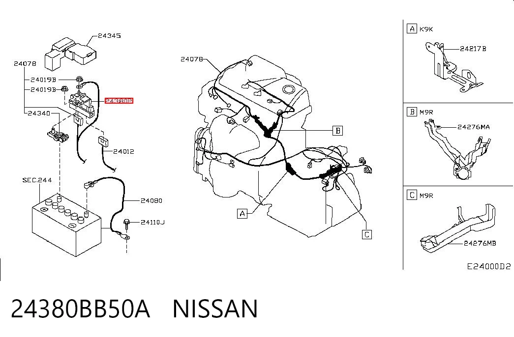 24380BB50A Nissan/Infiniti Монтажный блок предохранителей