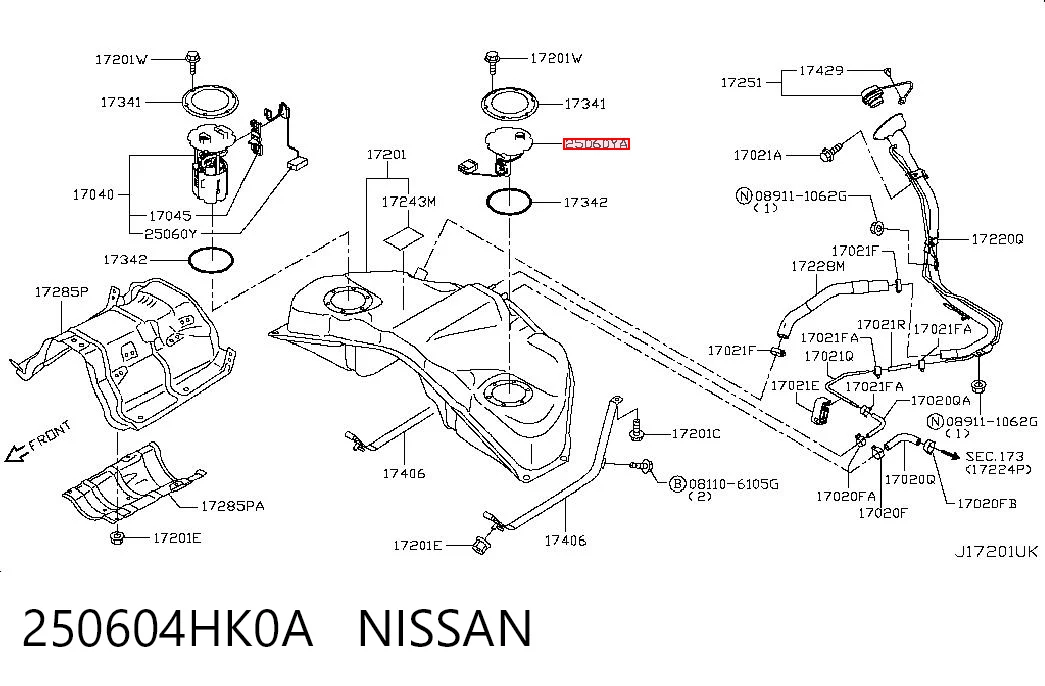 250604HK0A Nissan/Infiniti Датчик уровня топлива в баке левый