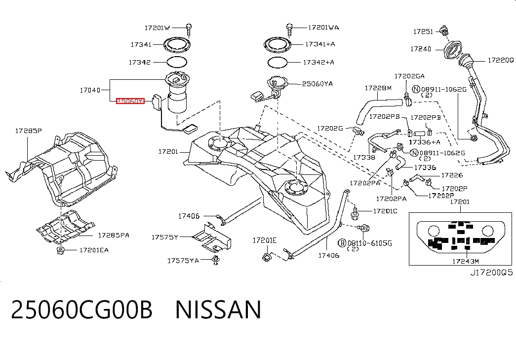 25060CG00B Nissan/Infiniti Датчик уровня топлива в баке