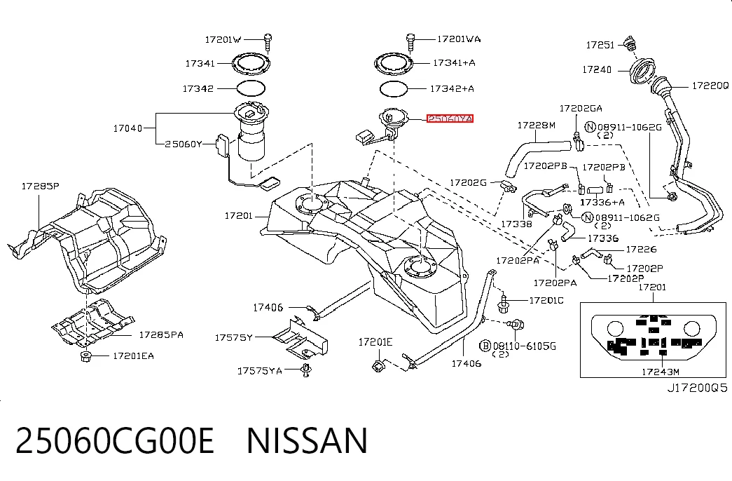25060CG00E Nissan/Infiniti Датчик уровня топлива в баке