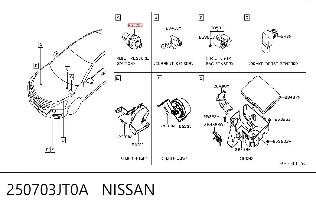 250703JT0A Nissan/Infiniti Датчик указателя давления масла