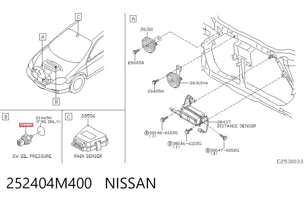 252404M400 Nissan/Infiniti Датчик указателя давления масла