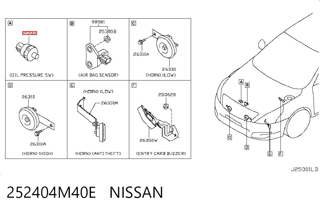252404M40E Nissan/Infiniti Датчик указателя давления масла