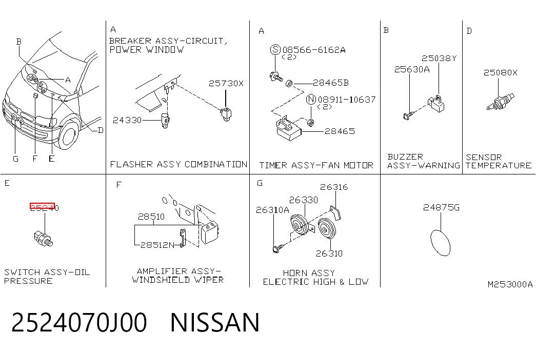 2524070J00 Nissan/Infiniti Датчик указателя давления масла