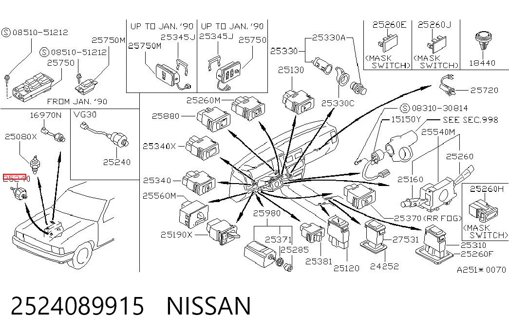 2524089915 Nissan/Infiniti Датчик указателя давления масла