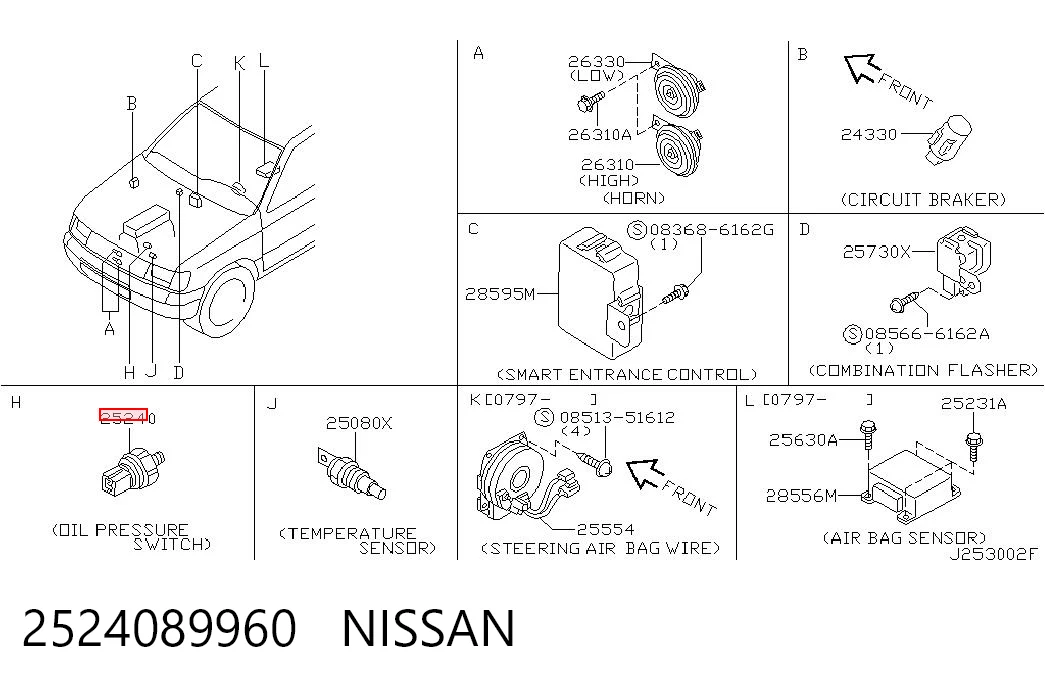 2524089960 Nissan/Infiniti Датчик указателя давления масла