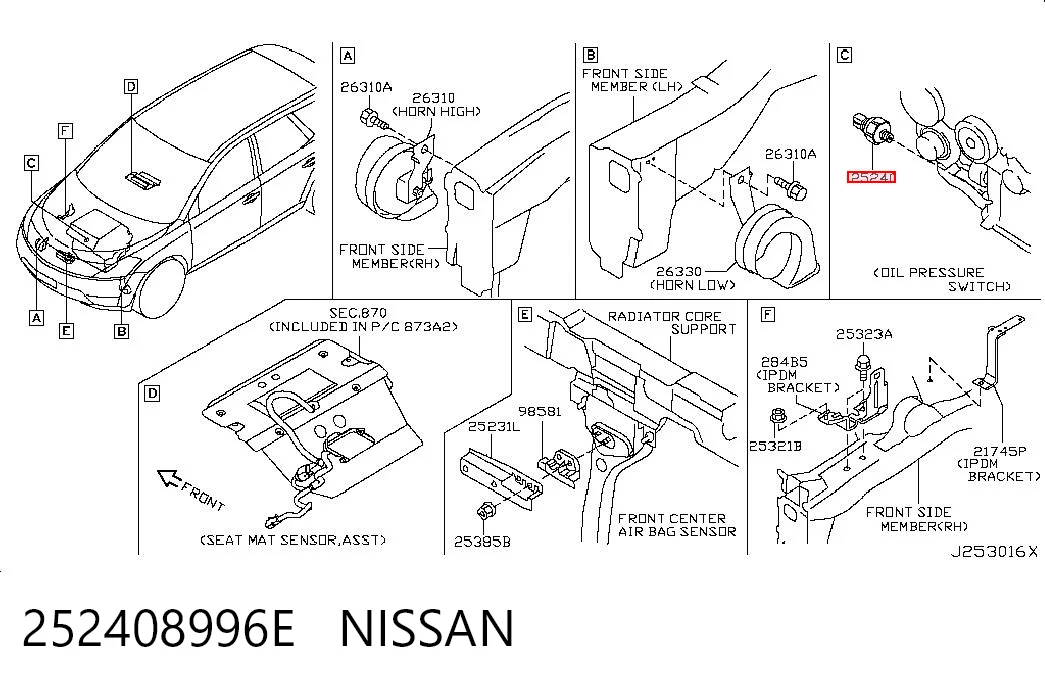 252408996E Nissan/Infiniti Датчик указателя давления масла