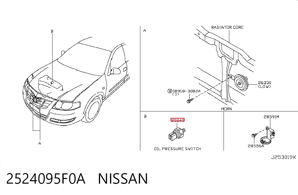 2524095F0A Nissan/Infiniti Датчик указателя давления масла