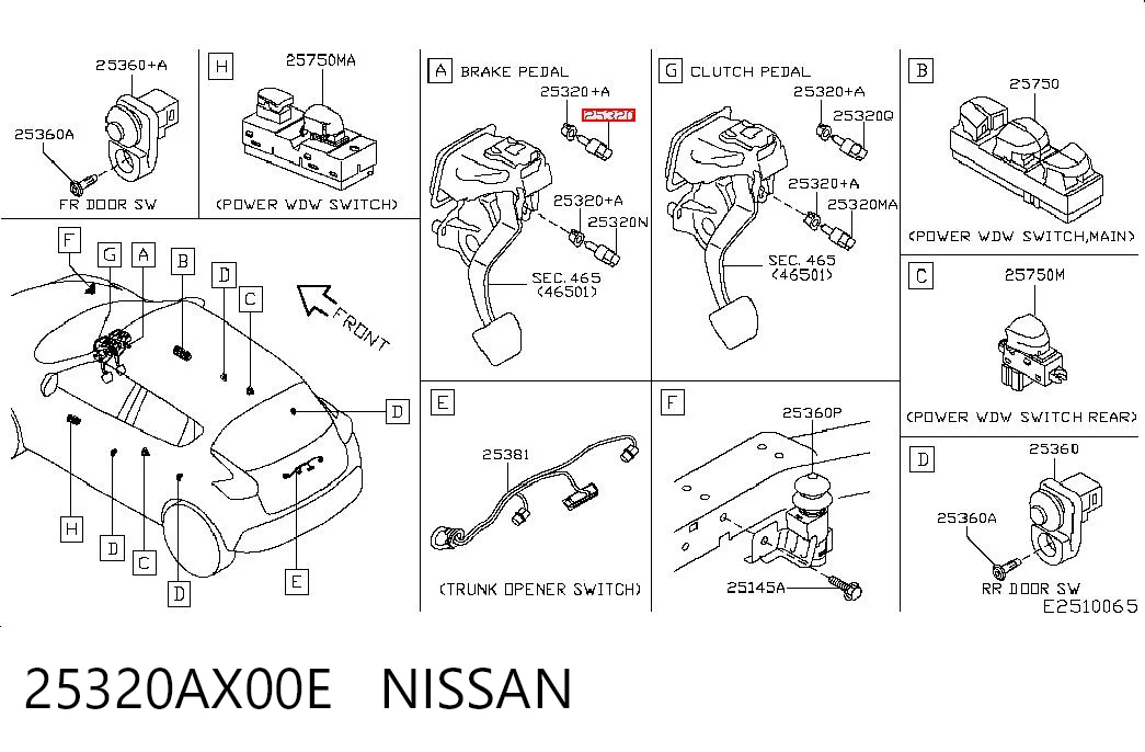25320AX00E Nissan/Infiniti Датчик тормоза
