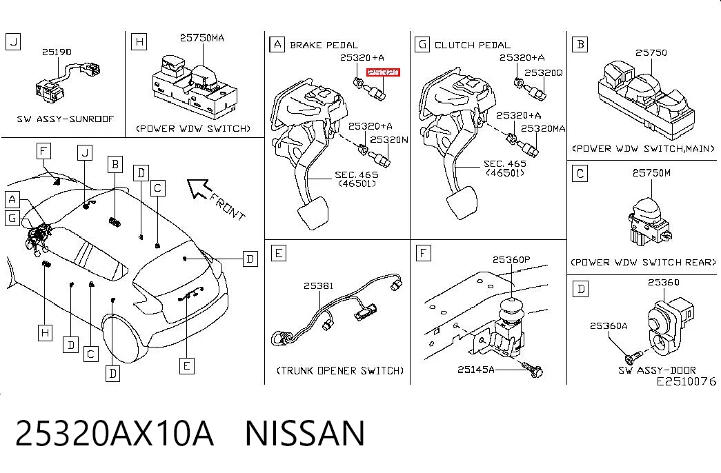 25320AX10A Nissan/Infiniti Датчик тормоза