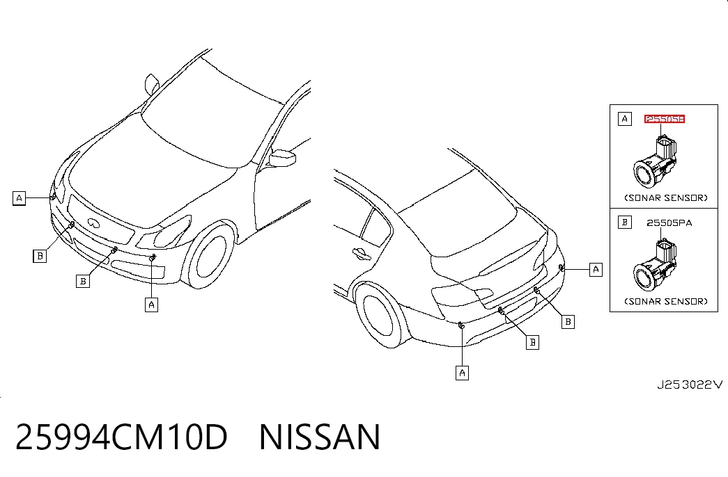 25994CM10D Nissan/Infiniti Задние парктроники