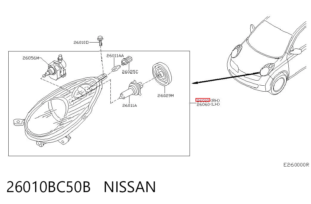 Фара передняя правая на Nissan Micra  K12