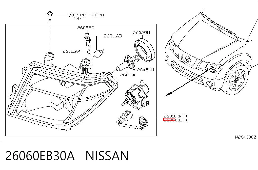 Фара левая Nissan Pathfinder внедорожник (R51M) (2005 - 2012) цена, от 126.34 USD