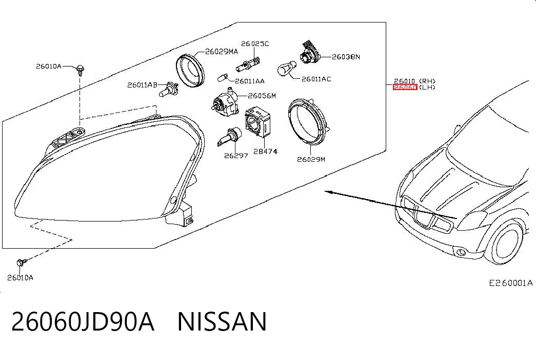 Фара левая Nissan Qashqai +2 I внедорожник (J10) (2007 - 2014) цена, от 153.51 USD