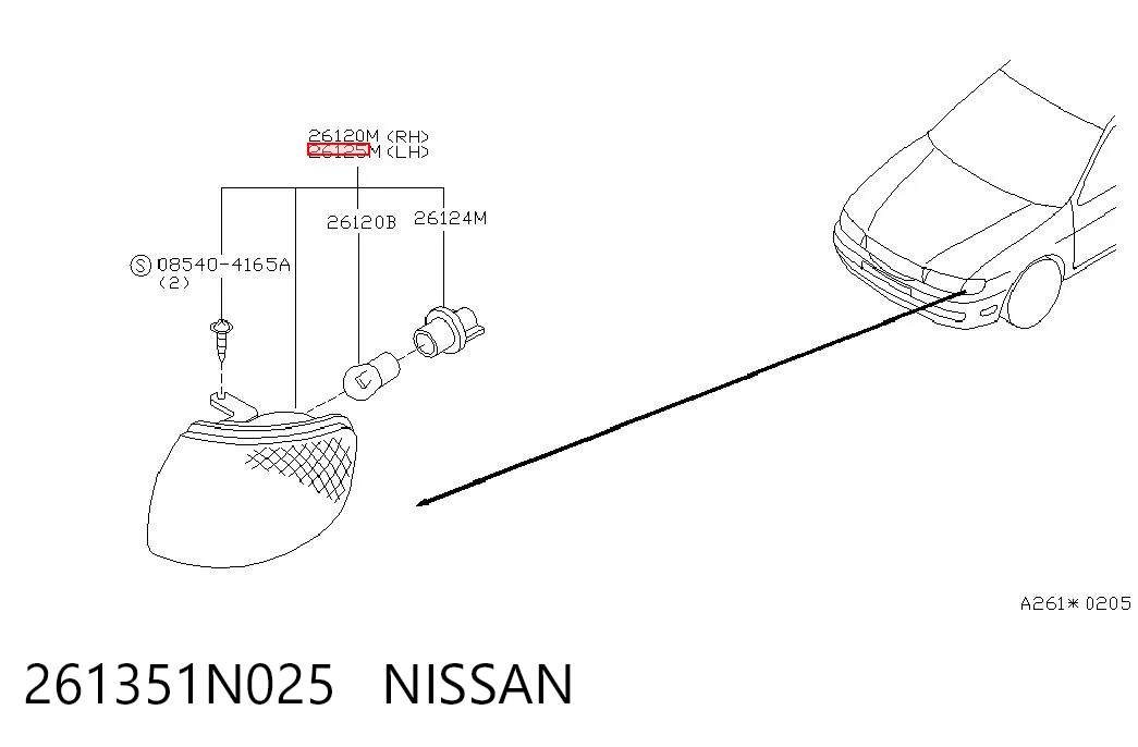 Передний фонарь указателя поворота на Nissan Almera I N15