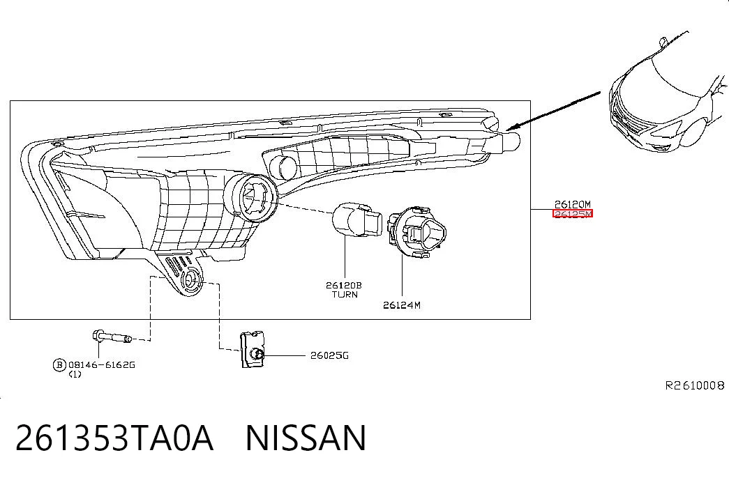 261353TA0A Nissan/Infiniti Передний фонарь указателя поворота