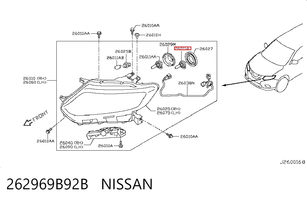 262969B92B Nissan/Infiniti Лампа