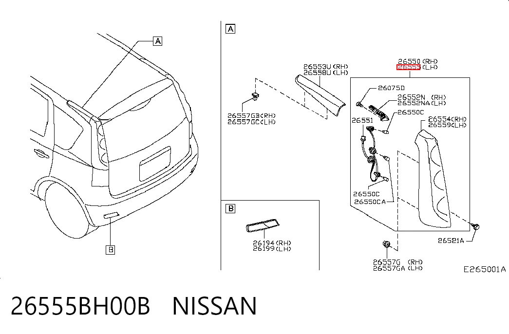 Задний левый стоп на Nissan Note  E11