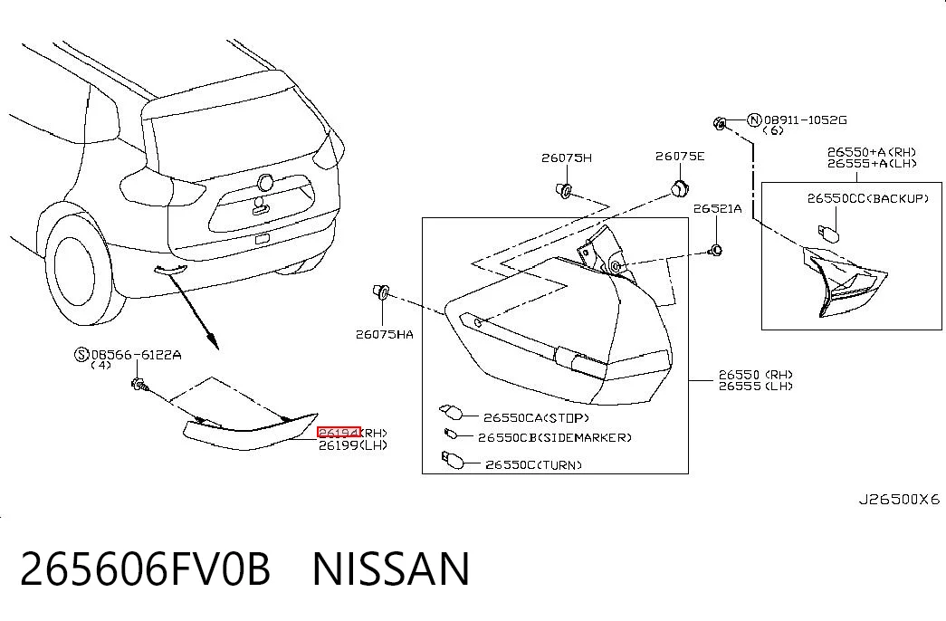 265606FV0B Nissan/Infiniti Правый катафот бампера