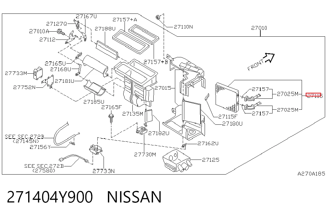 271404Y900 Nissan/Infiniti Радиатор отопителя салона