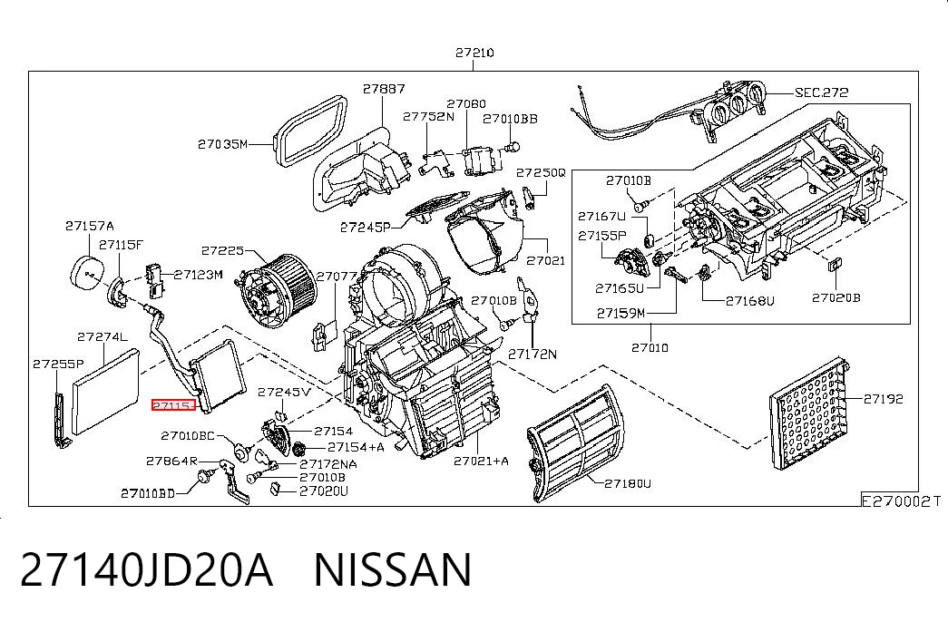 Радиатор печки (отопителя) Nissan Qashqai +2 I внедорожник (J10) (2007 - 2014) цена, от 38.05 USD