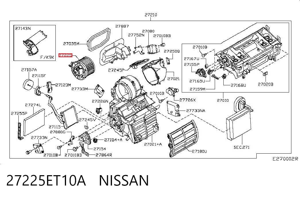 27225ET10A Nissan/Infiniti Электромотор печки