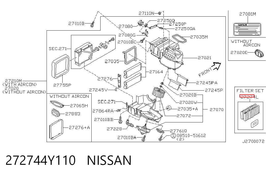 272744Y110 Nissan/Infiniti Внутрисалонный фильтр