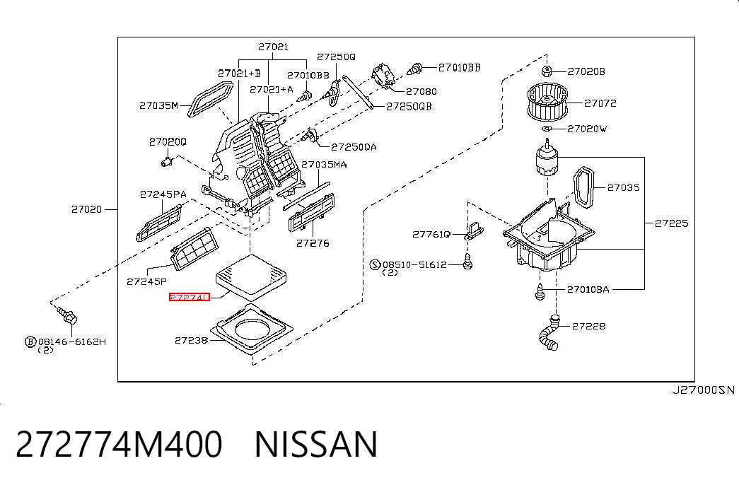 272774M400 Nissan/Infiniti Внутрисалонный фильтр