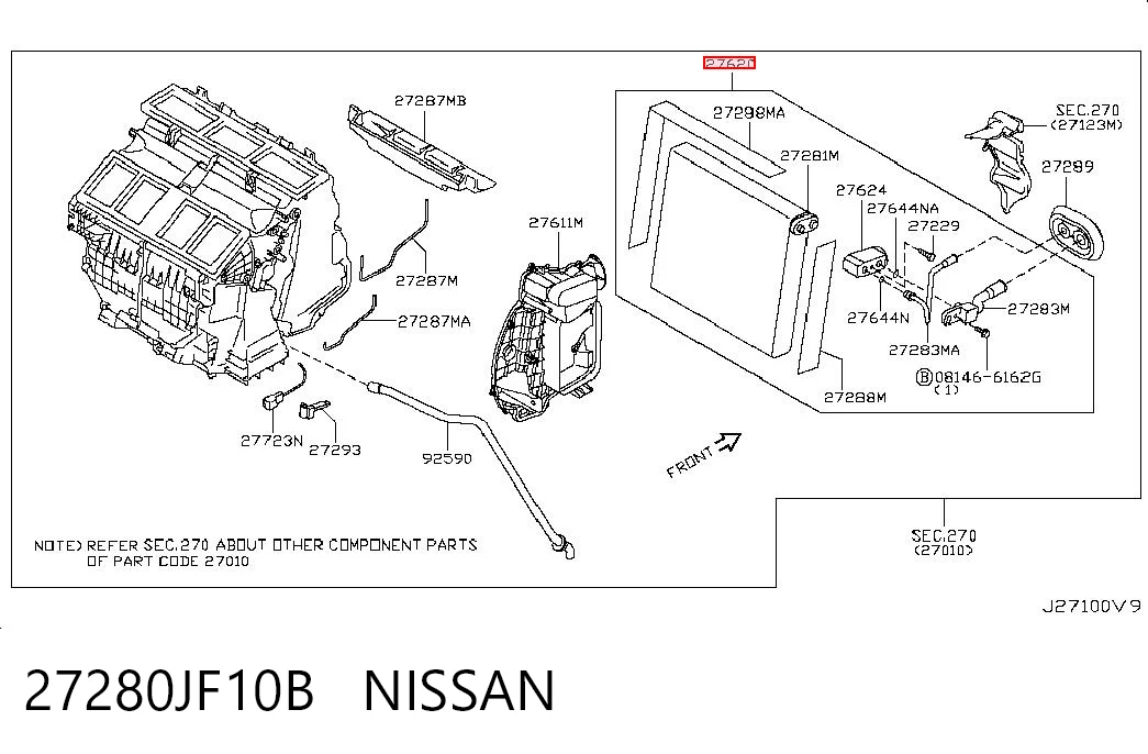 27280JF10B Nissan/Infiniti Радиатор отопителя салона