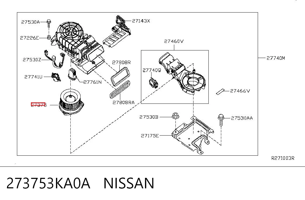 273753KA0A Nissan/Infiniti Мотор вентилятора печки (отопителя салона) задний