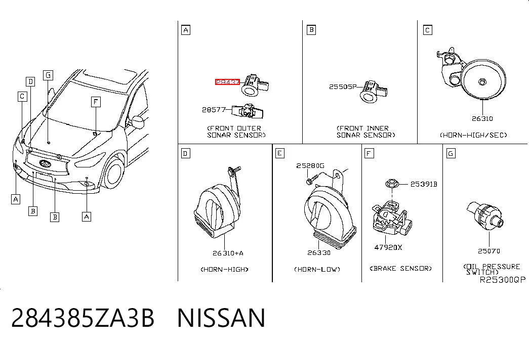 284385ZA3B Nissan/Infiniti Передние парктроники