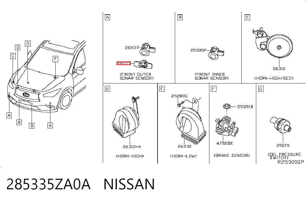 285335ZA0A Nissan/Infiniti Кронштейн датчика парктроника, передний боковой